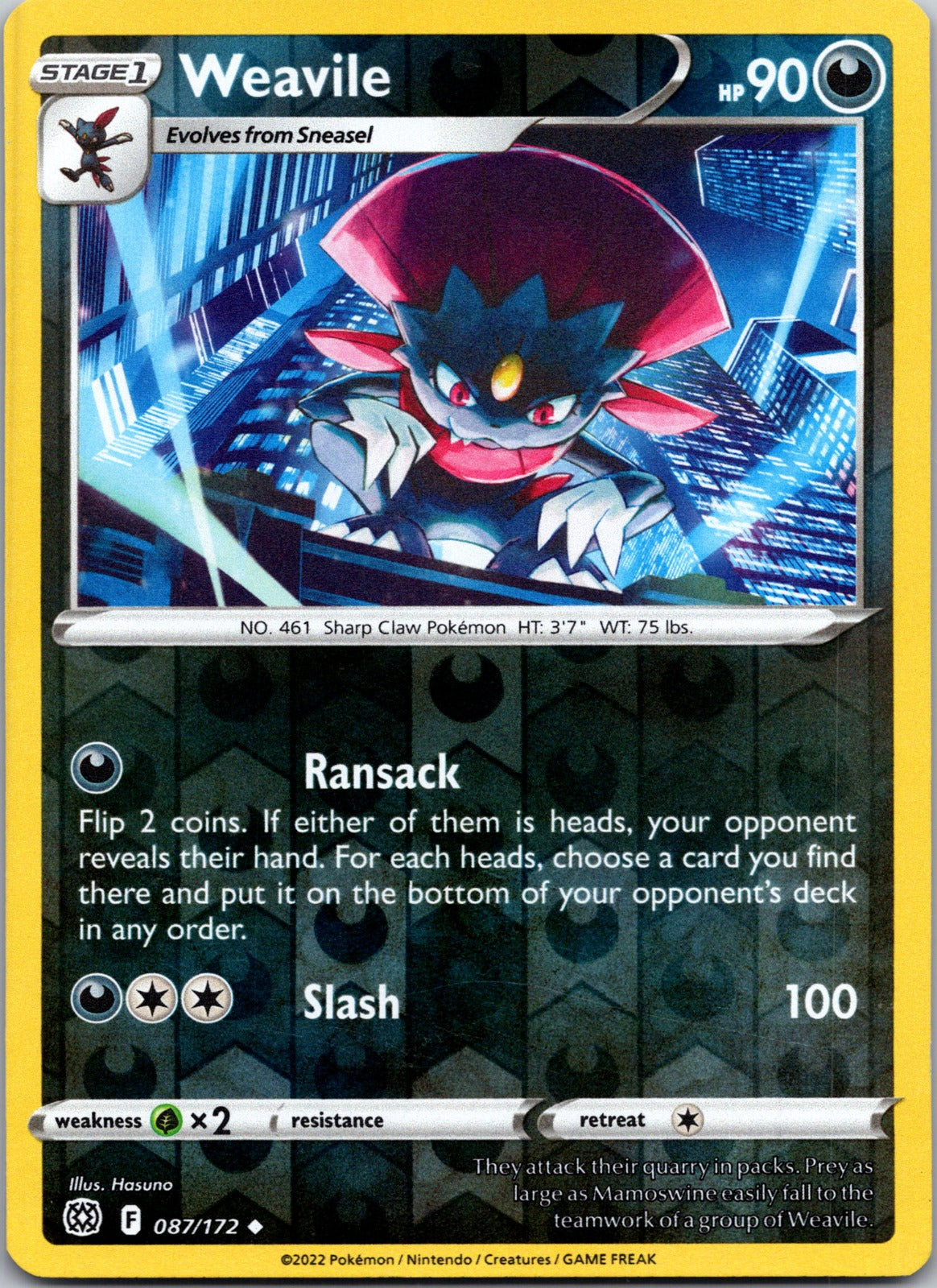 Weavile | 087/172 | SWSH09: Brilliant Stars | Reverse Holofoil
