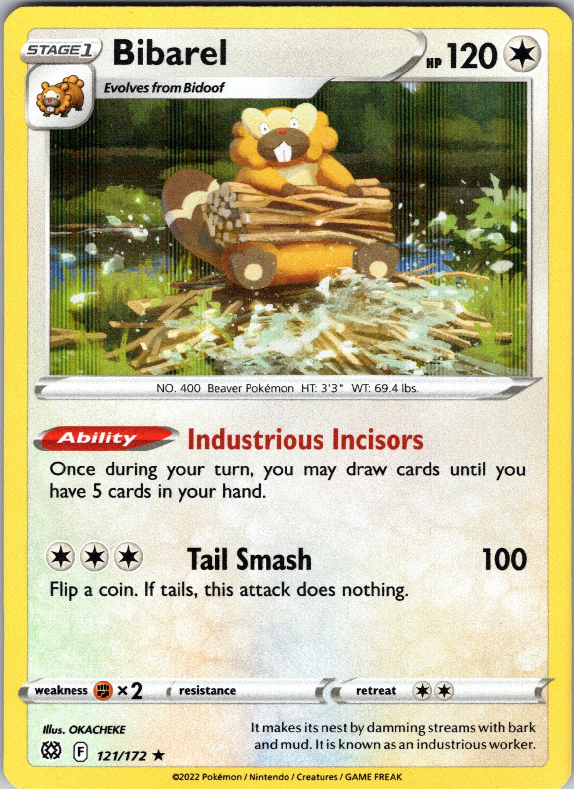 Bibarel | 121/172 | SWSH09: Brilliant Stars | Holofoil