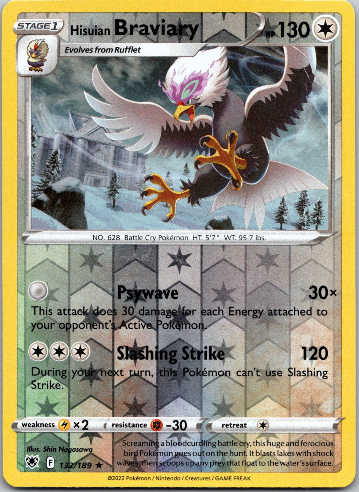 Hisuian Braviary | 132/189 | SWSH10: Astral Radiance | Reverse Holofoil
