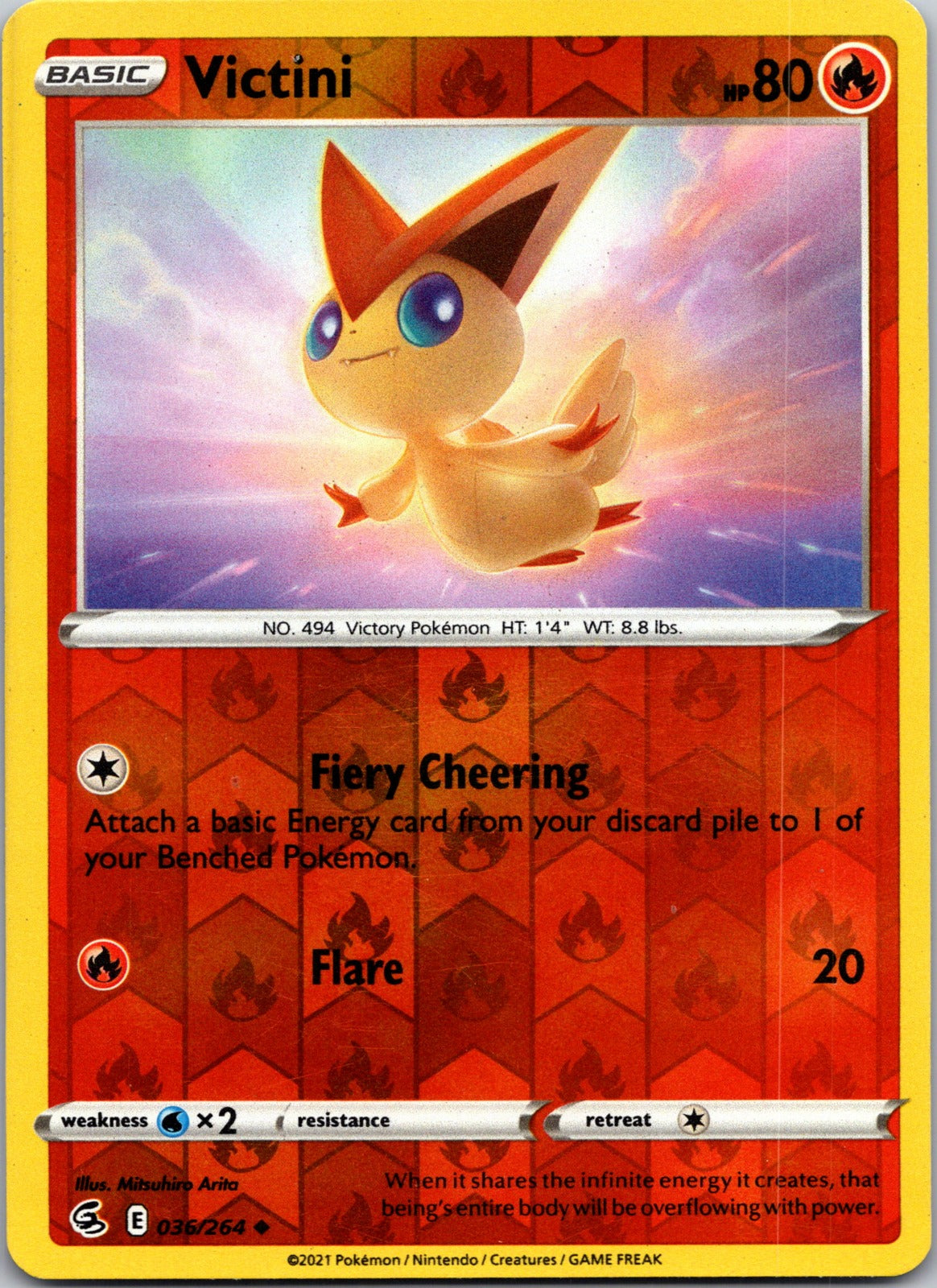 Victini | 036/264 | SWSH08: Fusion Strike | Reverse Holofoil