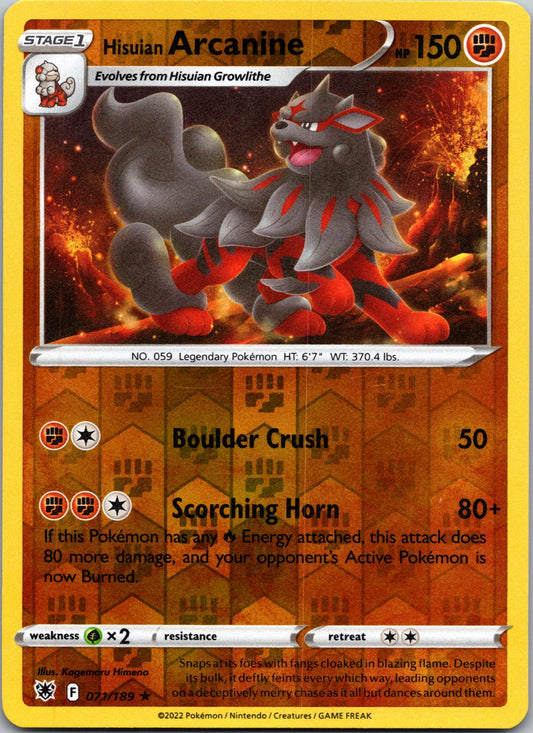 Hisuian Arcanine | 071/189 | SWSH10: Astral Radiance | Reverse Holofoil