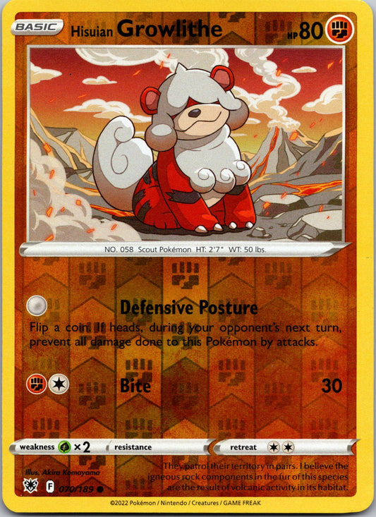 Hisuian Growlithe | 070/189 | SWSH10: Astral Radiance | Reverse Holofoil