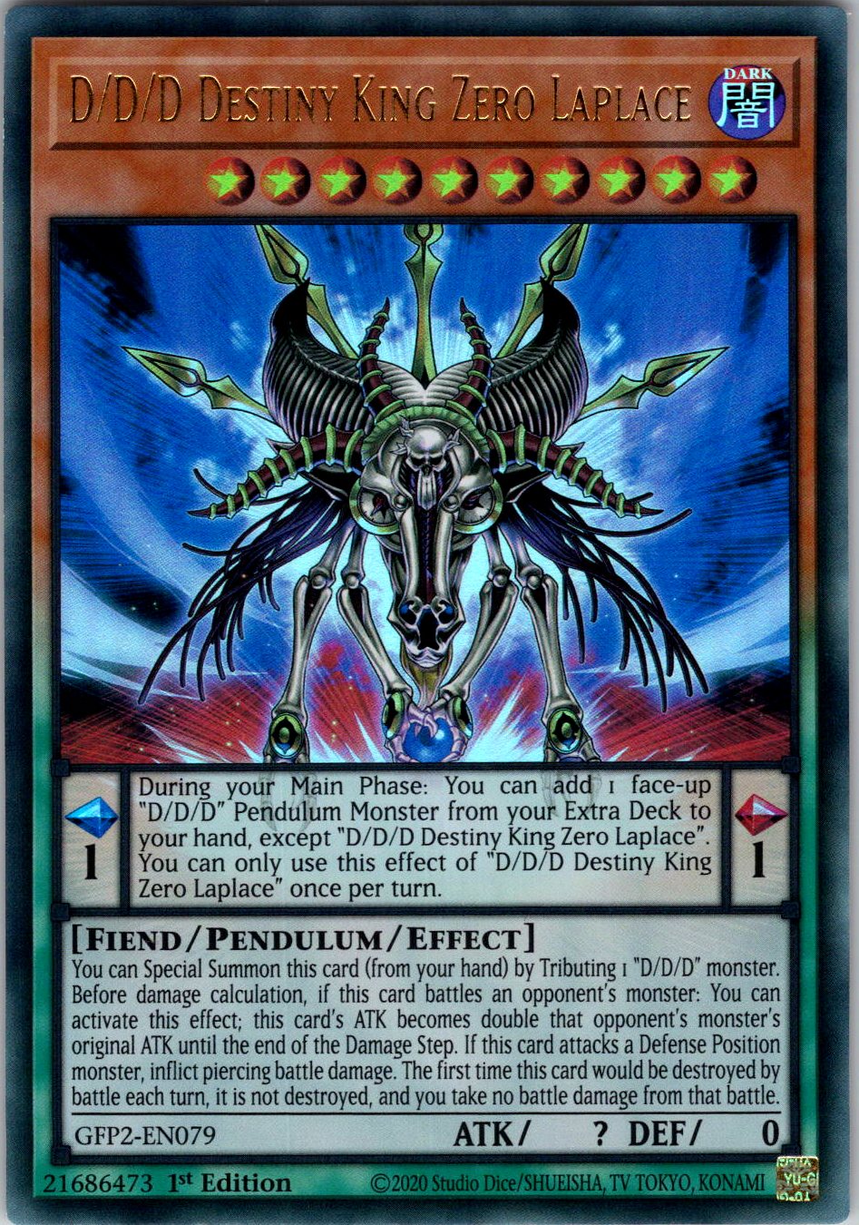 D/D/D Destiny King Zero Laplace 1st Edition Ultra Rare Ghosts From the Past: The 2nd Haunting GFP2-EN079 NM