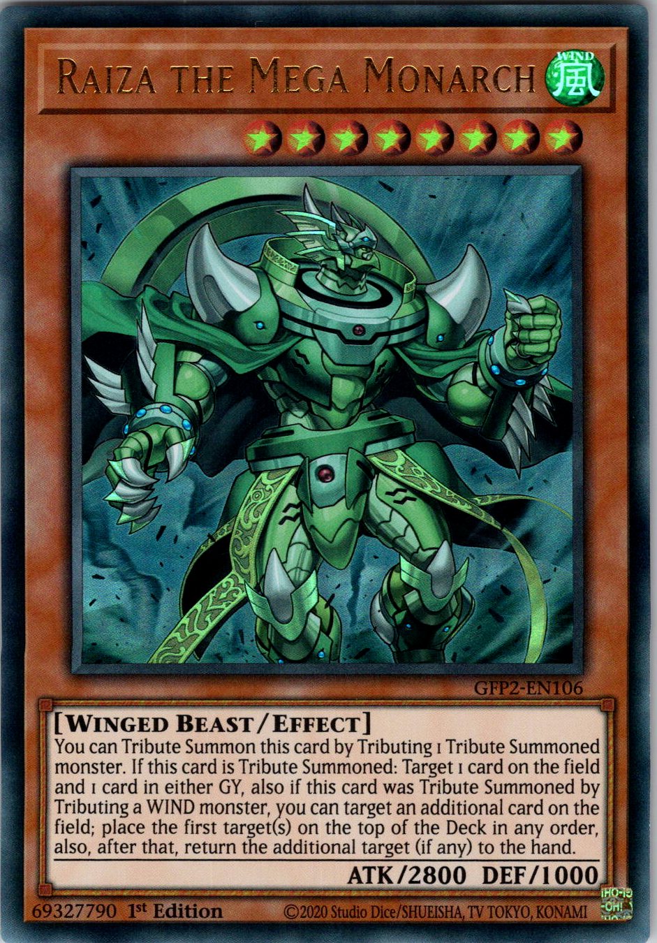Raiza the Mega Monarch 1st Edition Ultra Rare Ghosts From the Past: The 2nd Haunting GFP2-EN106 NM