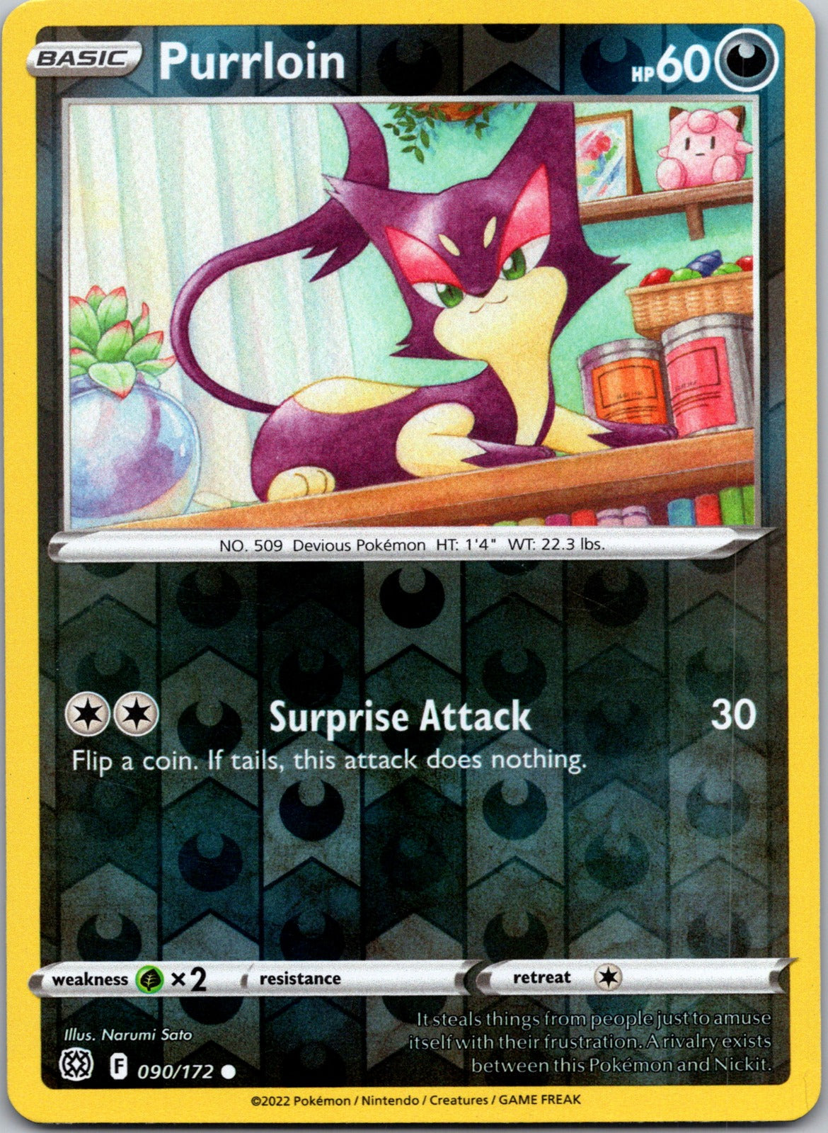 Purrloin | 090/172 | SWSH09: Brilliant Stars | Reverse Holofoil