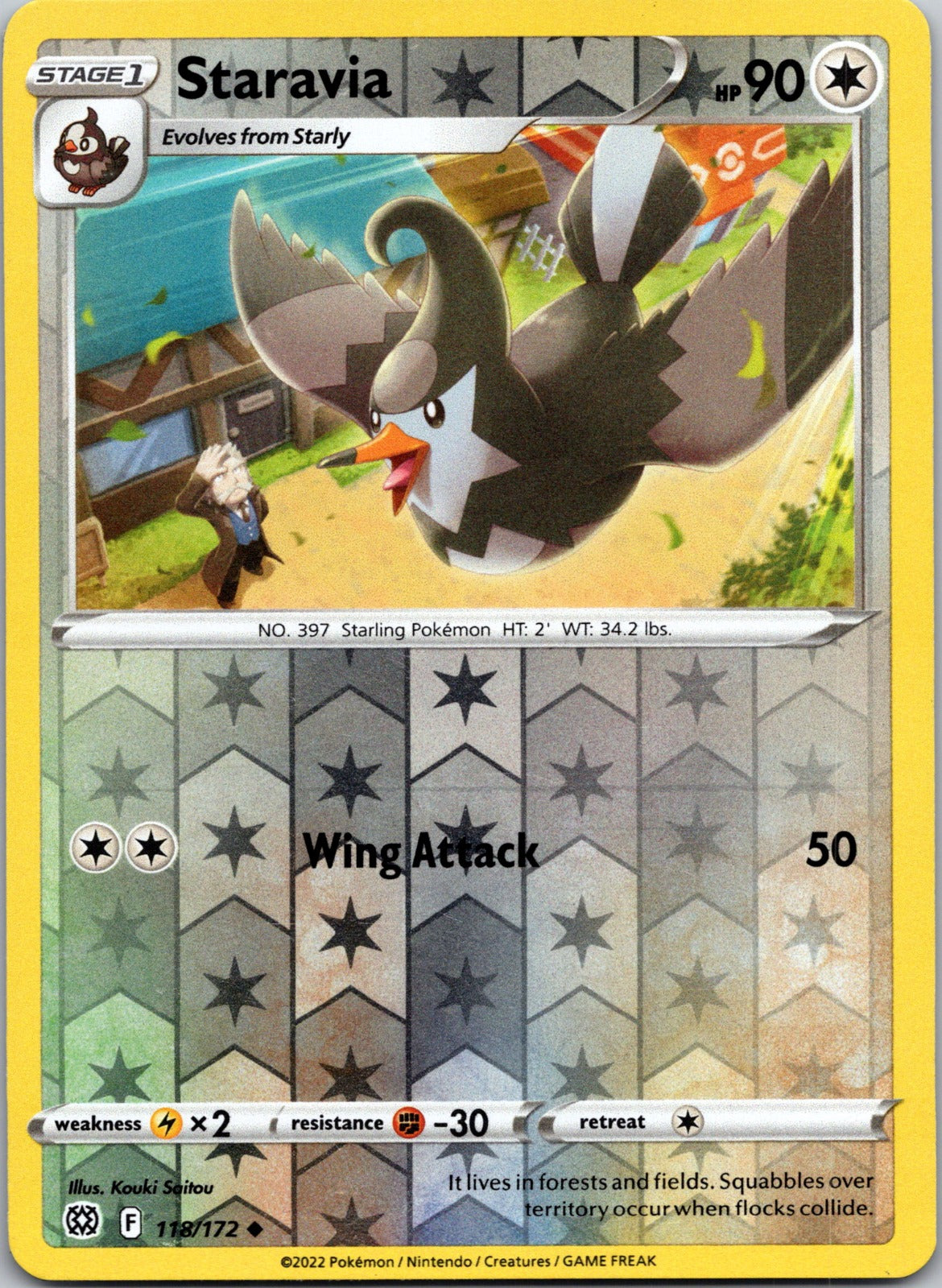 Staravia | 118/172 | SWSH09: Brilliant Stars | Reverse Holofoil