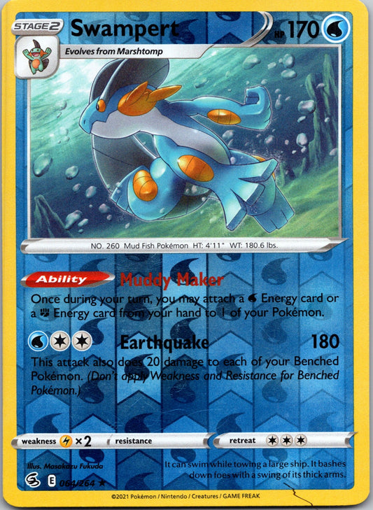 Swampert | 064/264 | SWSH08: Fusion Strike | Reverse Holofoil