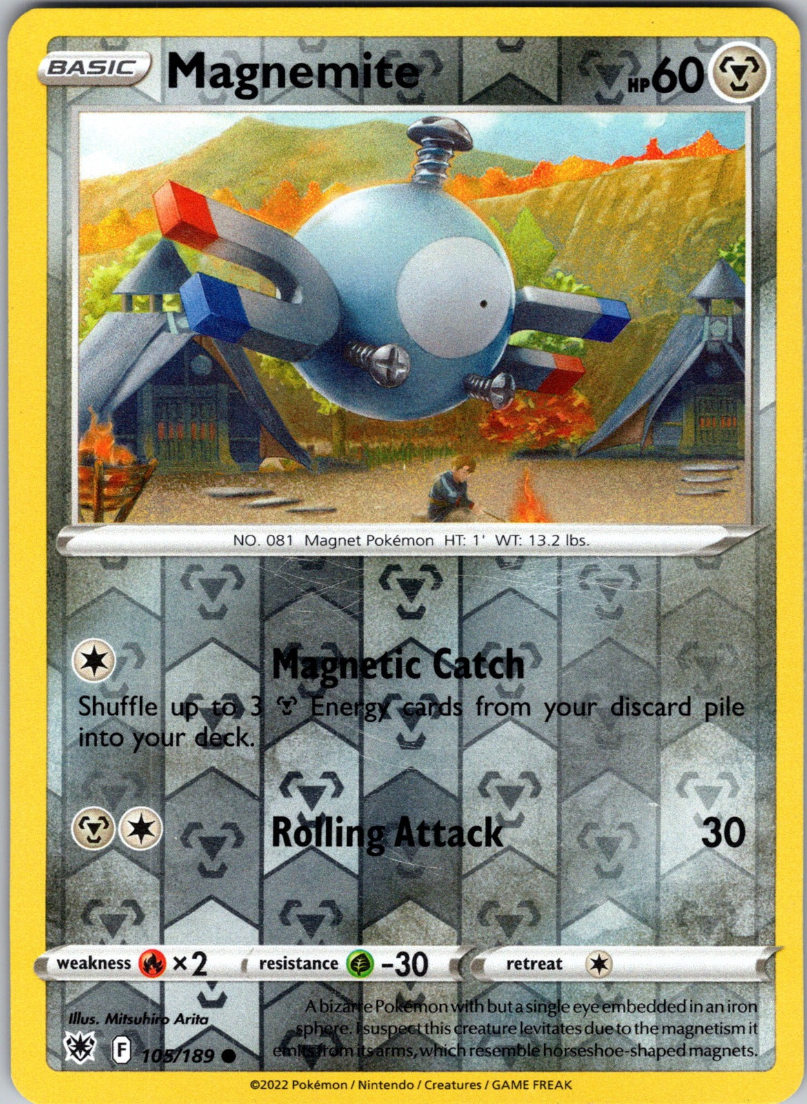 Magnemite | 105/189 | SWSH10: Astral Radiance | Reverse Holofoil