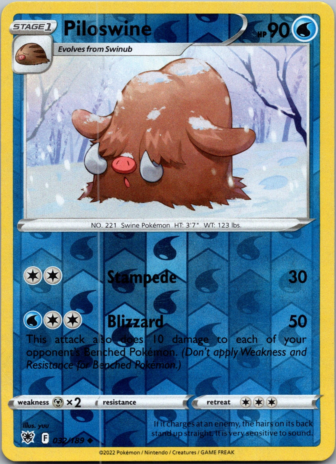 Piloswine | 032/189 | SWSH10: Astral Radiance | Reverse Holofoil