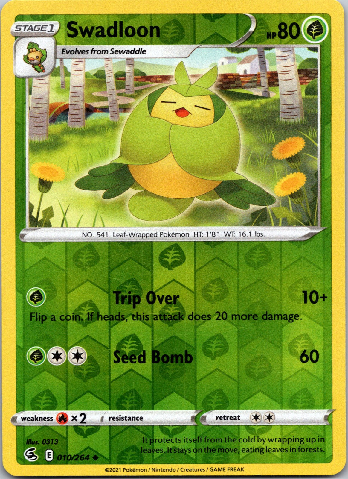 Swadloon | 010/264 | SWSH08: Fusion Strike | Reverse Holofoil