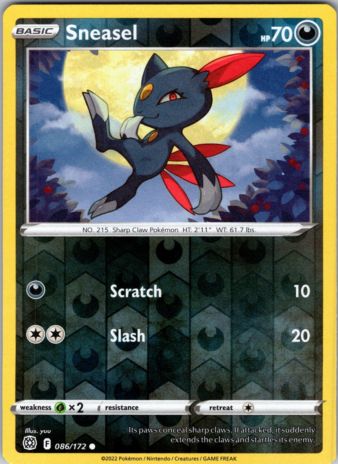 Sneasel | 086/172 | SWSH09: Brilliant Stars | Reverse Holofoil