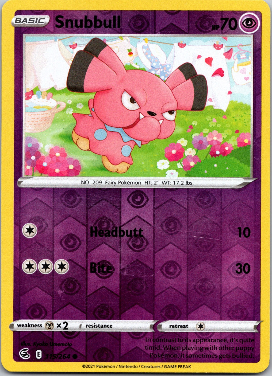 Snubbull | 115/264 | SWSH08: Fusion Strike | Reverse Holofoil