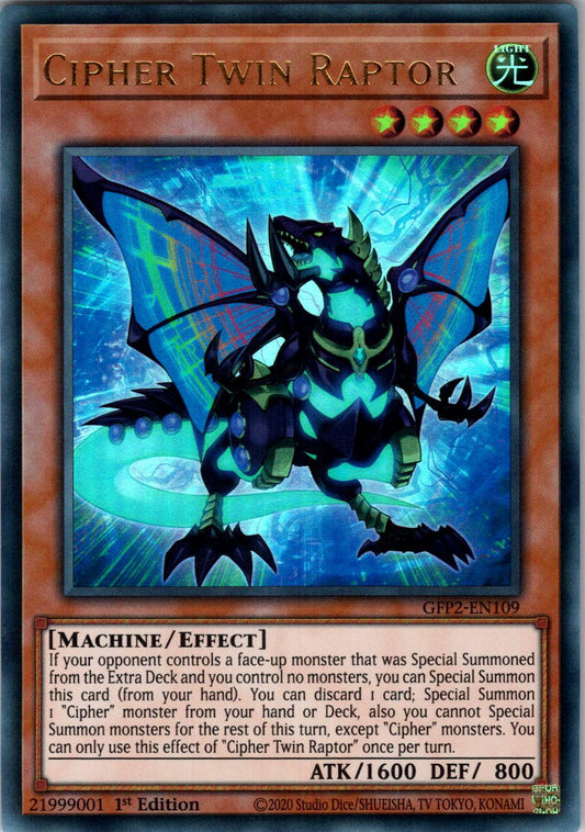 Cipher Twin Raptor 1st Edition Ultra Rare Ghosts From the Past: The 2nd Haunting GFP2-EN109 NM