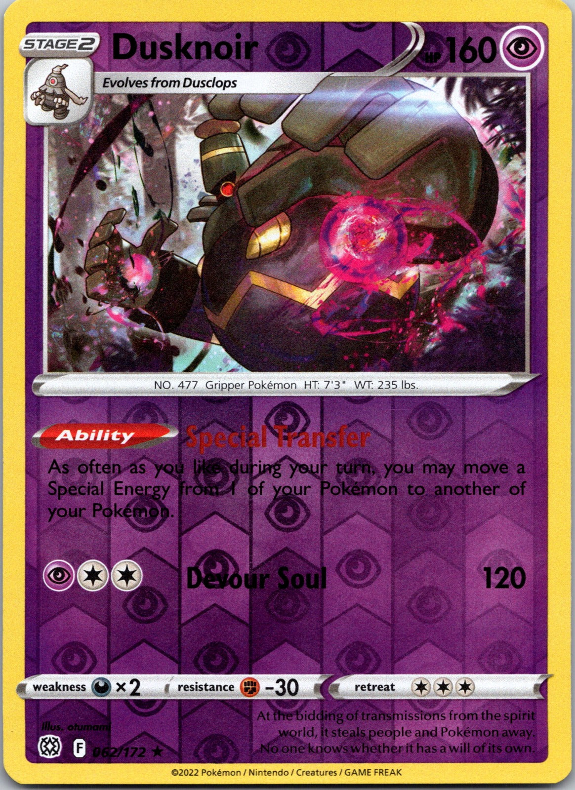 Dusknoir | 062/172 | SWSH09: Brilliant Stars | Reverse Holofoil